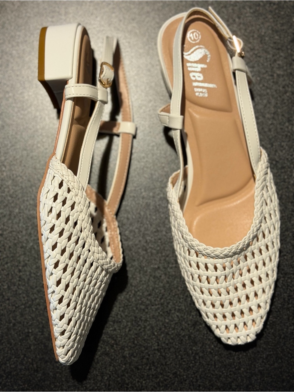 White Woven Slingback Flats
